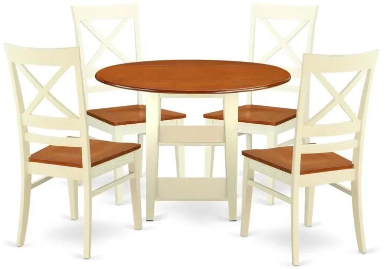 Dining Room Set Buttermilk & Cherry, SUQU5-BMK-W