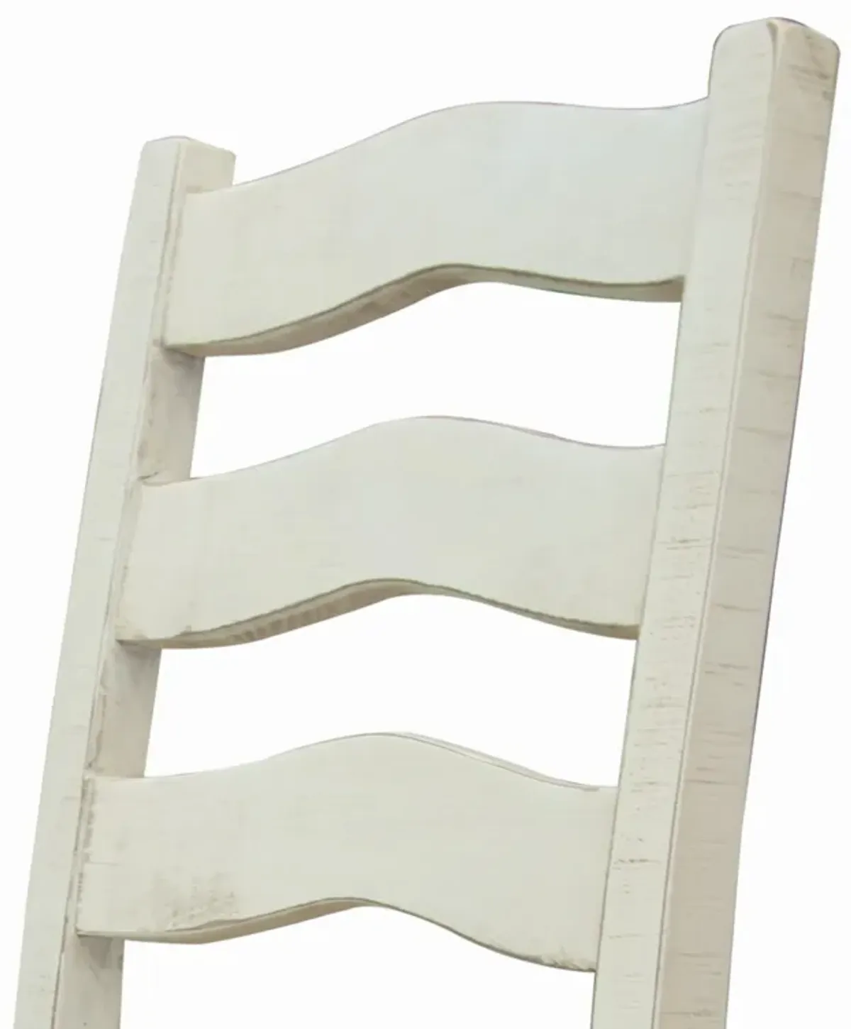 Ziay Side Dining Chair Set of 2, Ladder Back, Turned Legs, Ivory Upholstery - Benzara