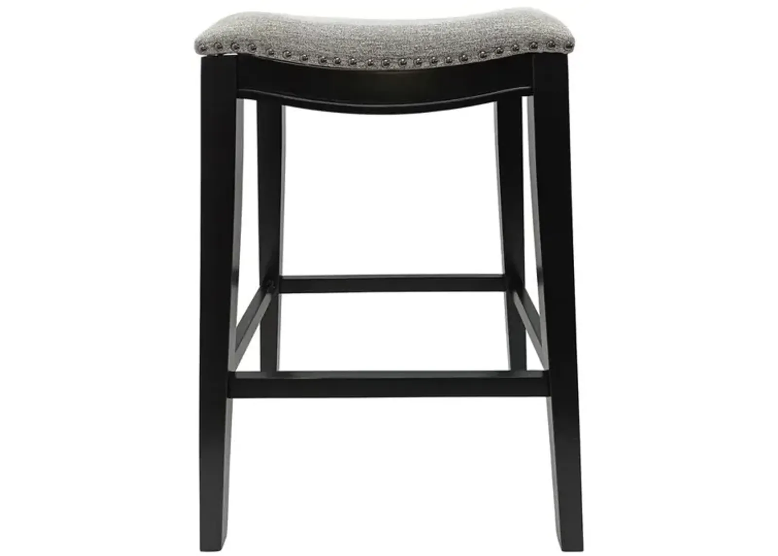 Carolina Living Sawyer 30 Saddle Barstool - Set of 2 - Antique Black- Grey Chenille Upholstery