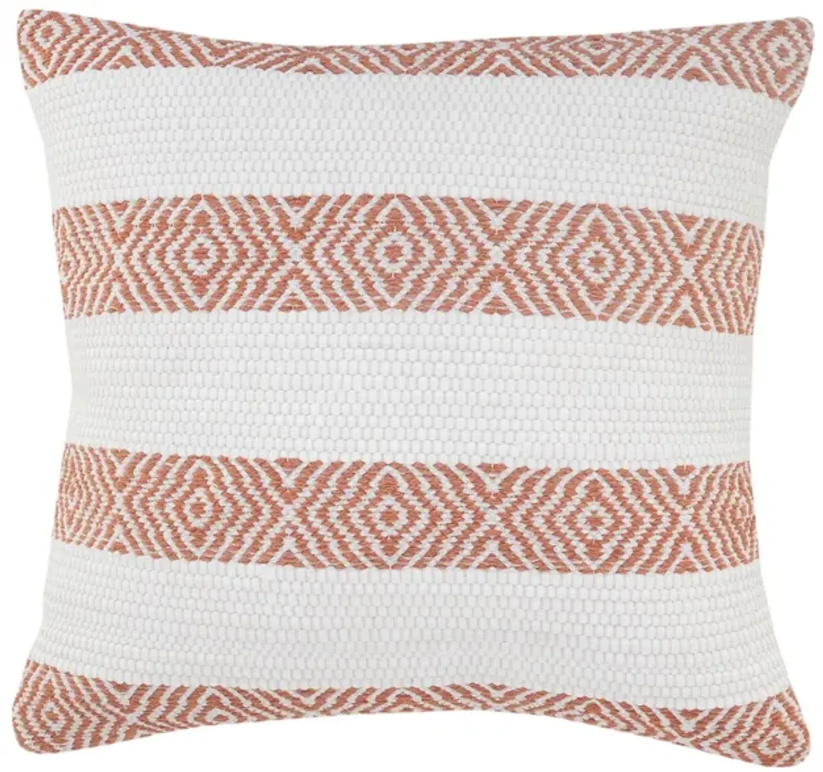 20" Orange and White Geometric Striped Square Throw Pillow