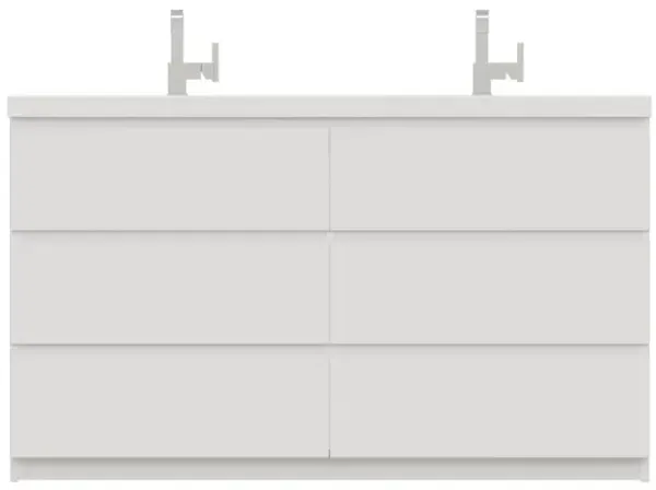 Alya Bath Paterno 60 Double Modern Freestanding Bathroom Vanity in White