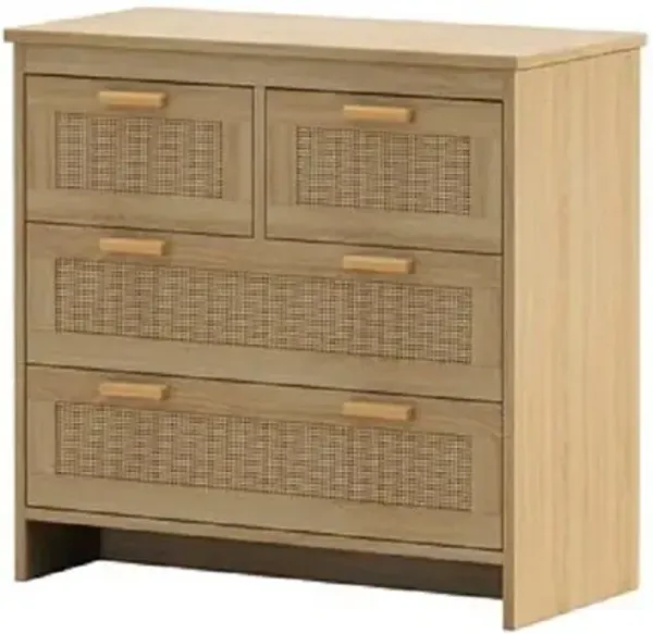 4-Drawer Rattan Cabinet for Bedroom, Living Room, Dining Room, and Hallway