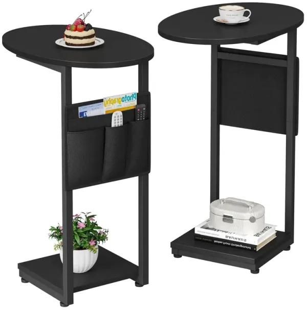 Vagusicc C Shaped End Table for Couch, Small Side Table for Couch, Small Couch Side Table for Small Spaces, Side Table Slide Und