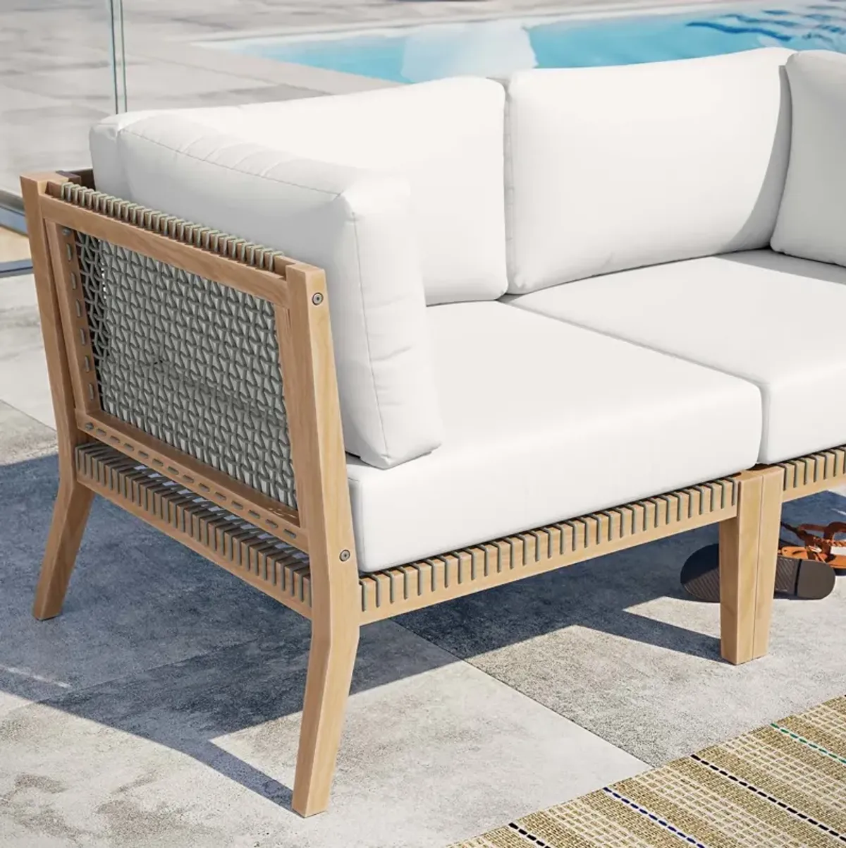 Modway - Clearwater Outdoor Patio Teak Wood Loveseat