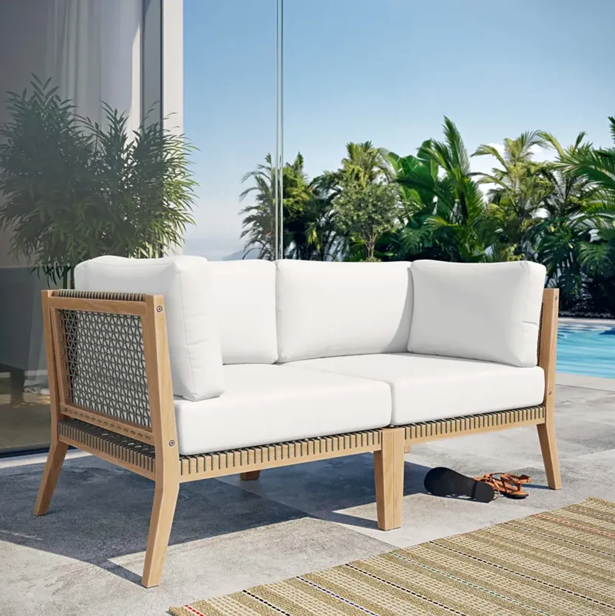 Modway - Clearwater Outdoor Patio Teak Wood Loveseat