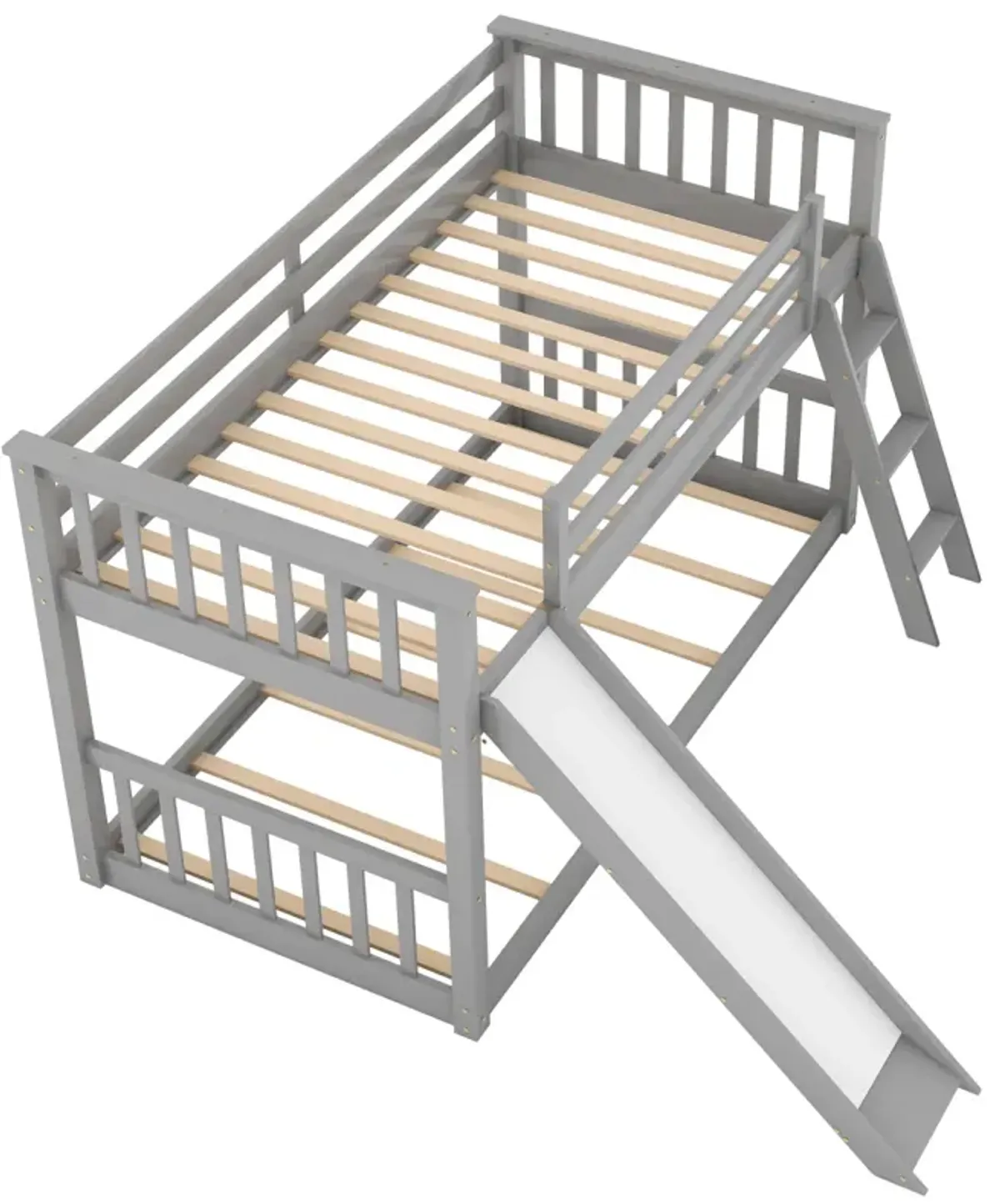 Twin Over Twin Bunk Bed With Convertible Slide And Ladder