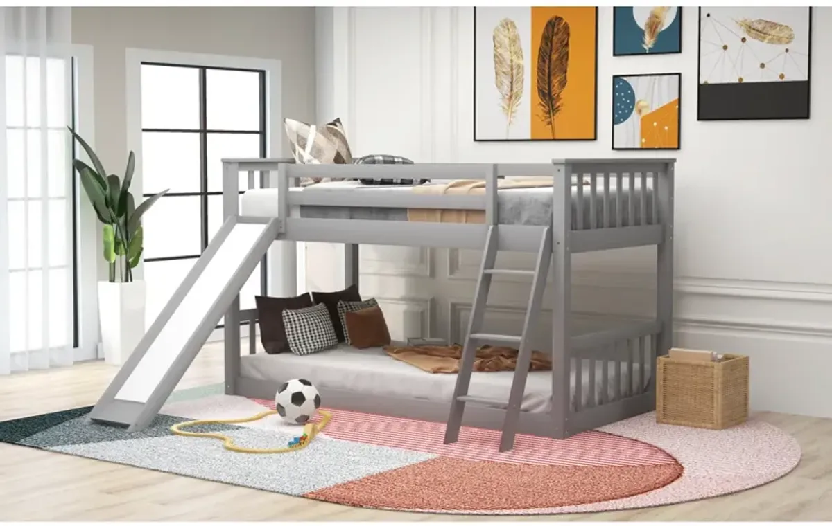 Twin Over Twin Bunk Bed With Convertible Slide And Ladder