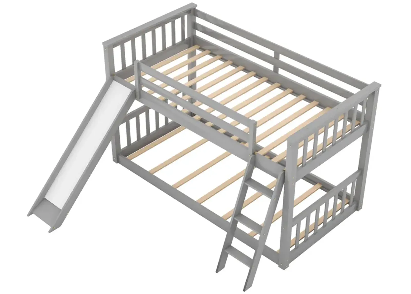 Twin Over Twin Bunk Bed With Convertible Slide And Ladder