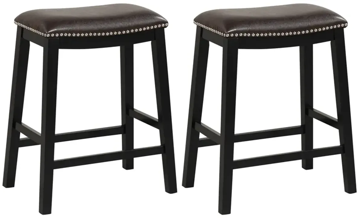 26 Inch Counter Height Bar Stool Set of 2 with Upholstered Seat