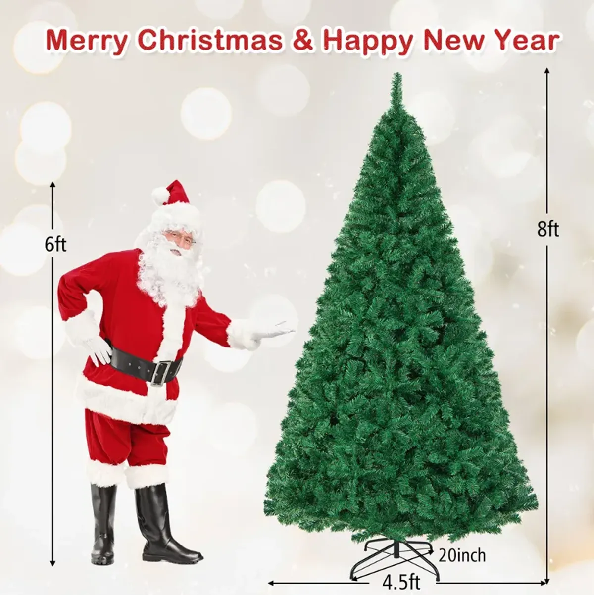 Artificial PVC Hinged Christmas Tree with Solid Metal Stand