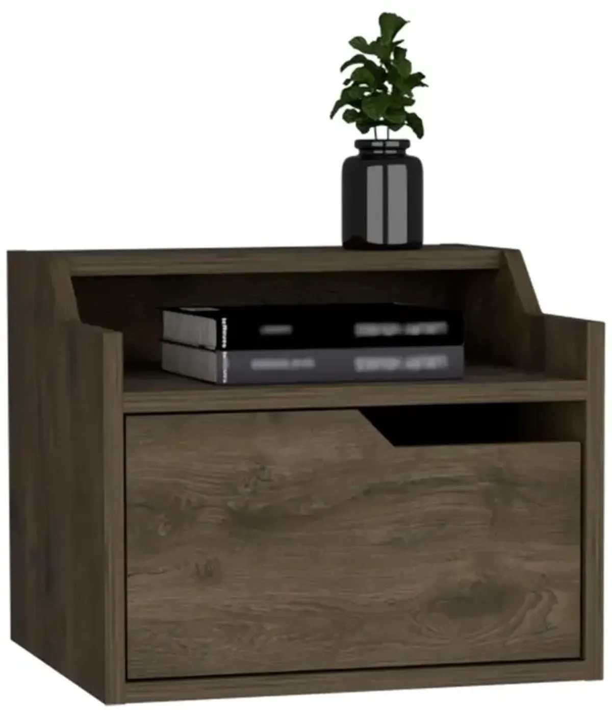 Floating Nightstand, Modern Dual-Tier Design with Spacious Single Drawer Storage