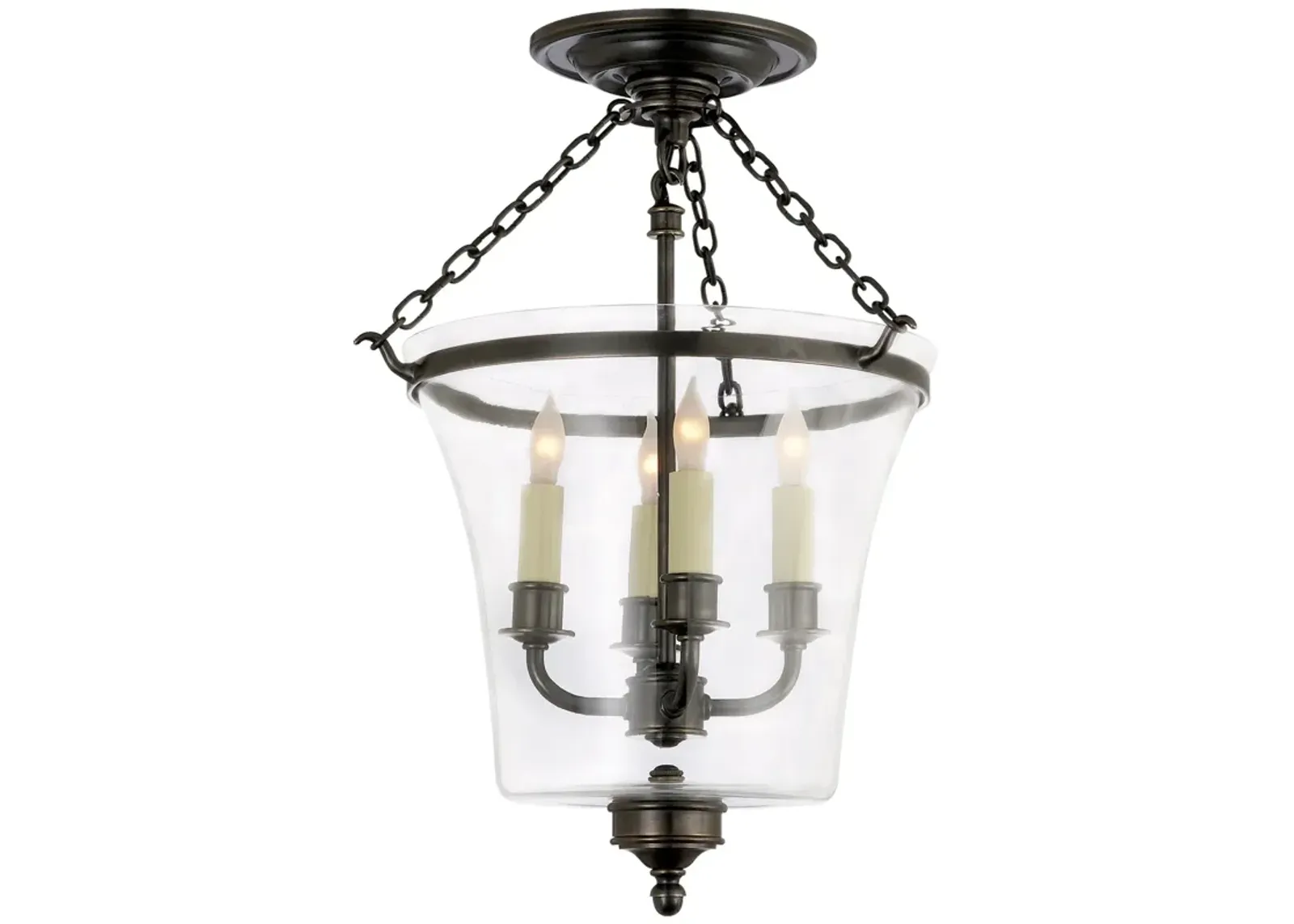 Sussex Semi-Flush Bell Jar Lantern in Bronze