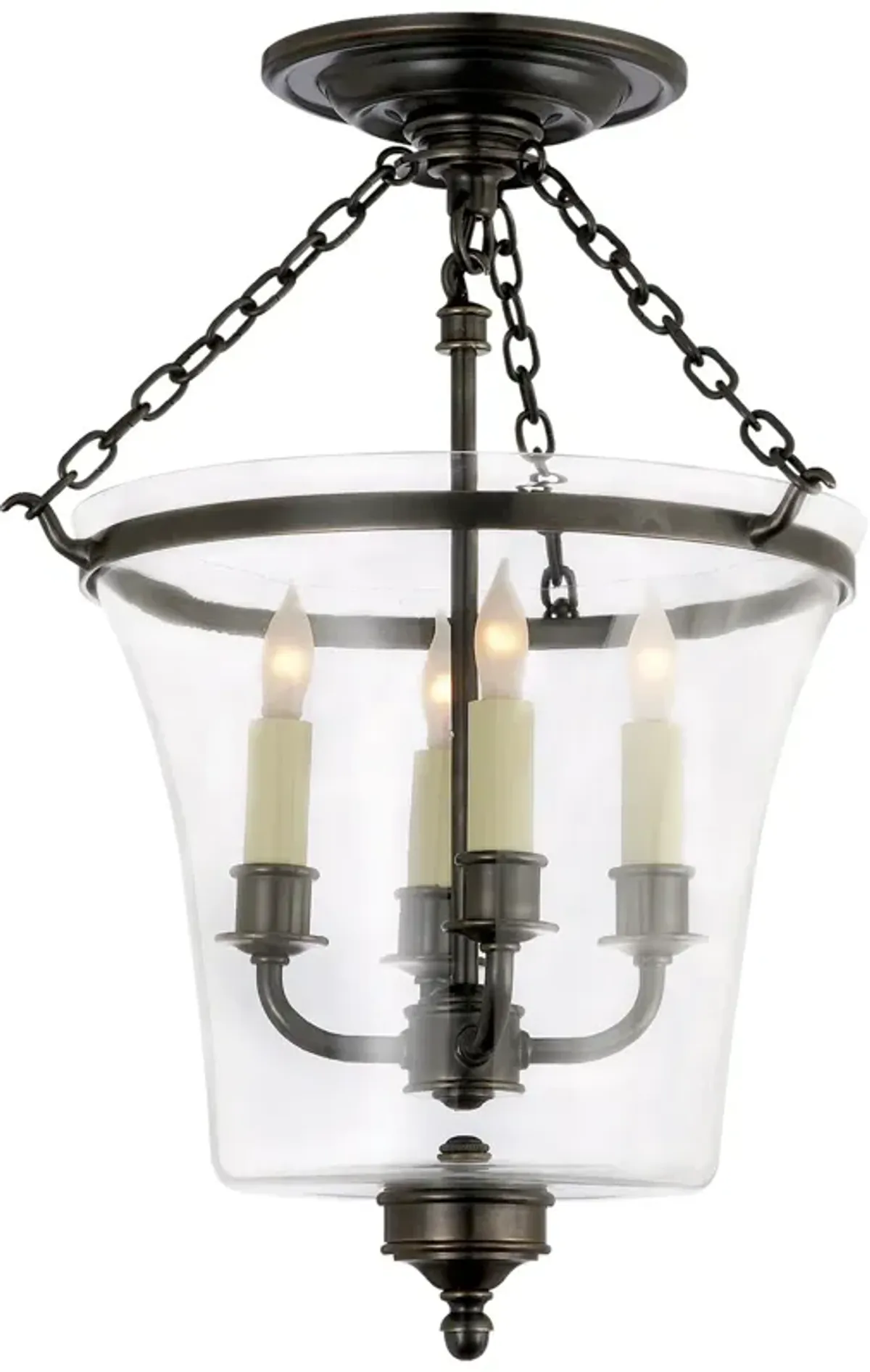 Sussex Semi-Flush Bell Jar Lantern in Bronze