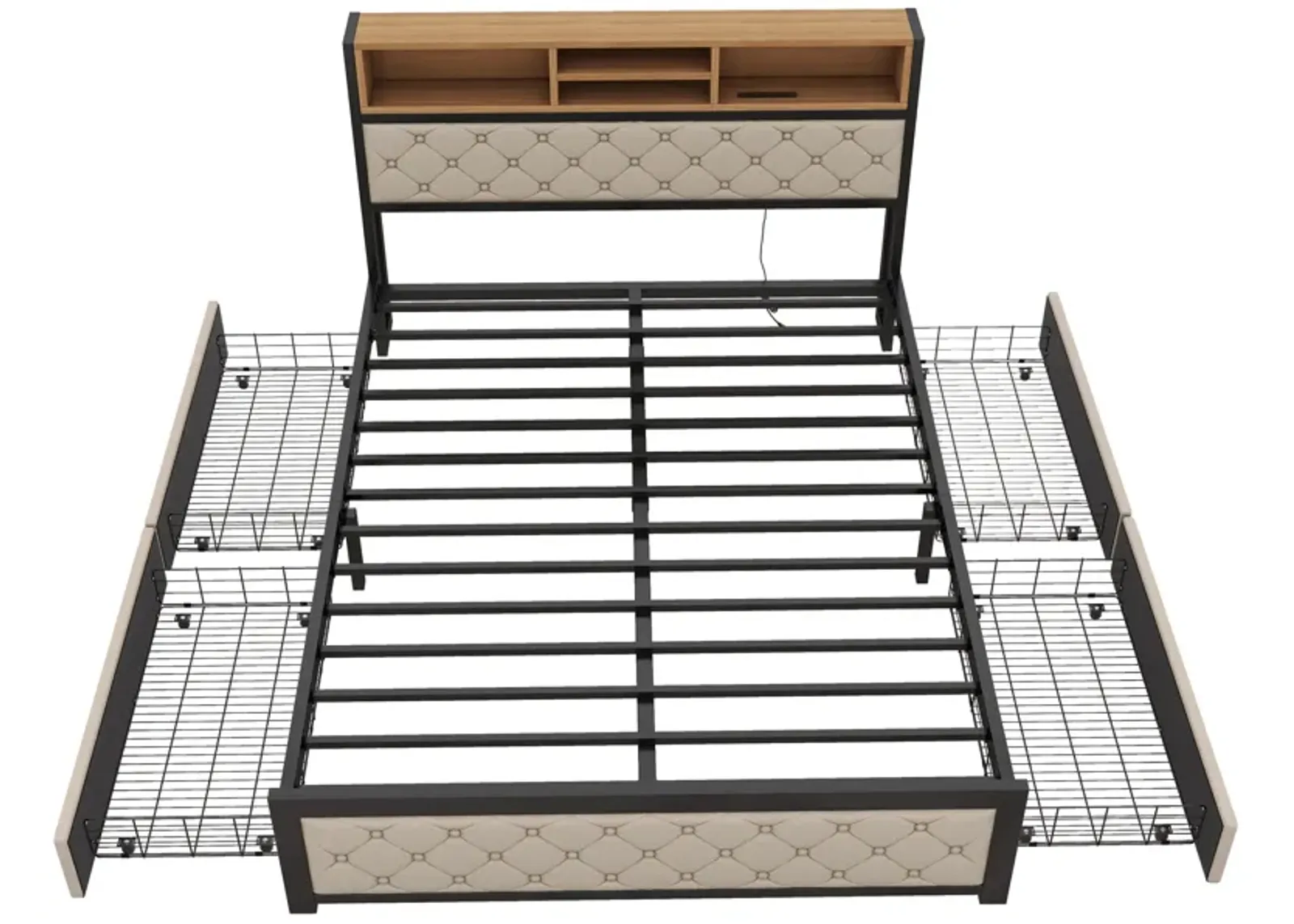 Merax Metal Frame Platform Bed With 4 Drawers