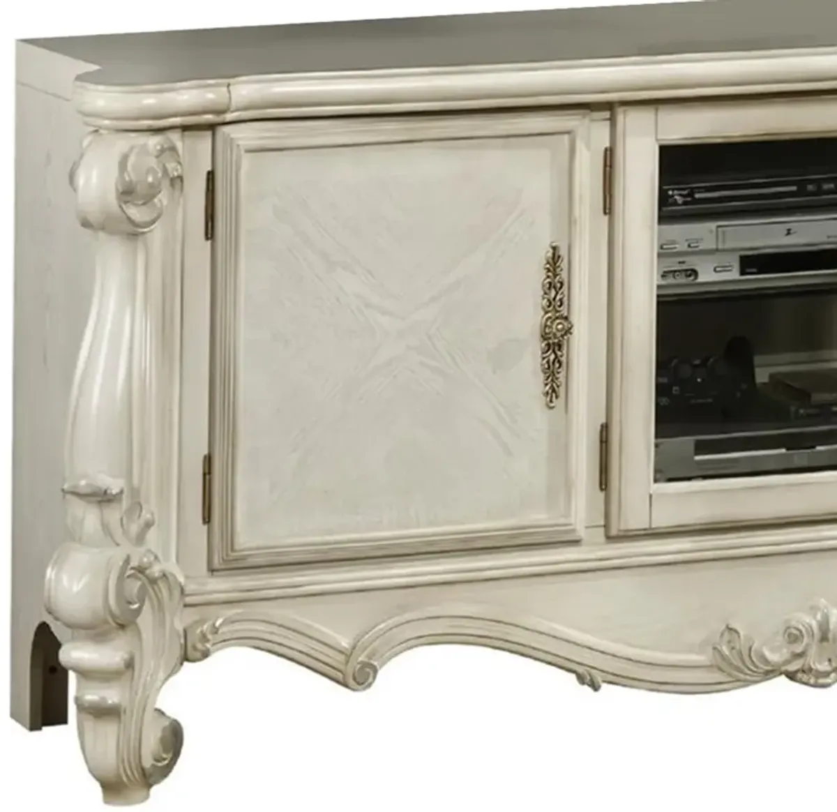Charming TV Stand, Bone White - Benzara