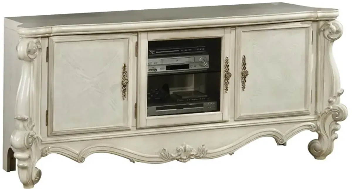 Charming TV Stand, Bone White - Benzara