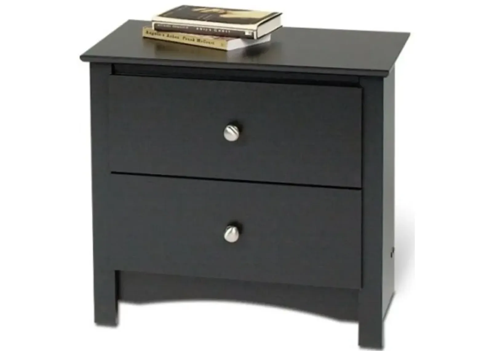 Hivvago Black Two Drawer Bedroom Nightstand with Brushed Nickle Knobs