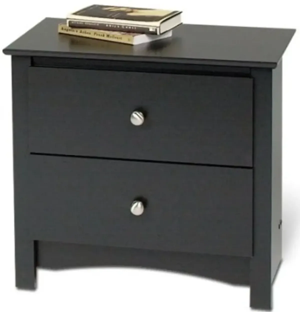 Hivvago Black Two Drawer Bedroom Nightstand with Brushed Nickle Knobs