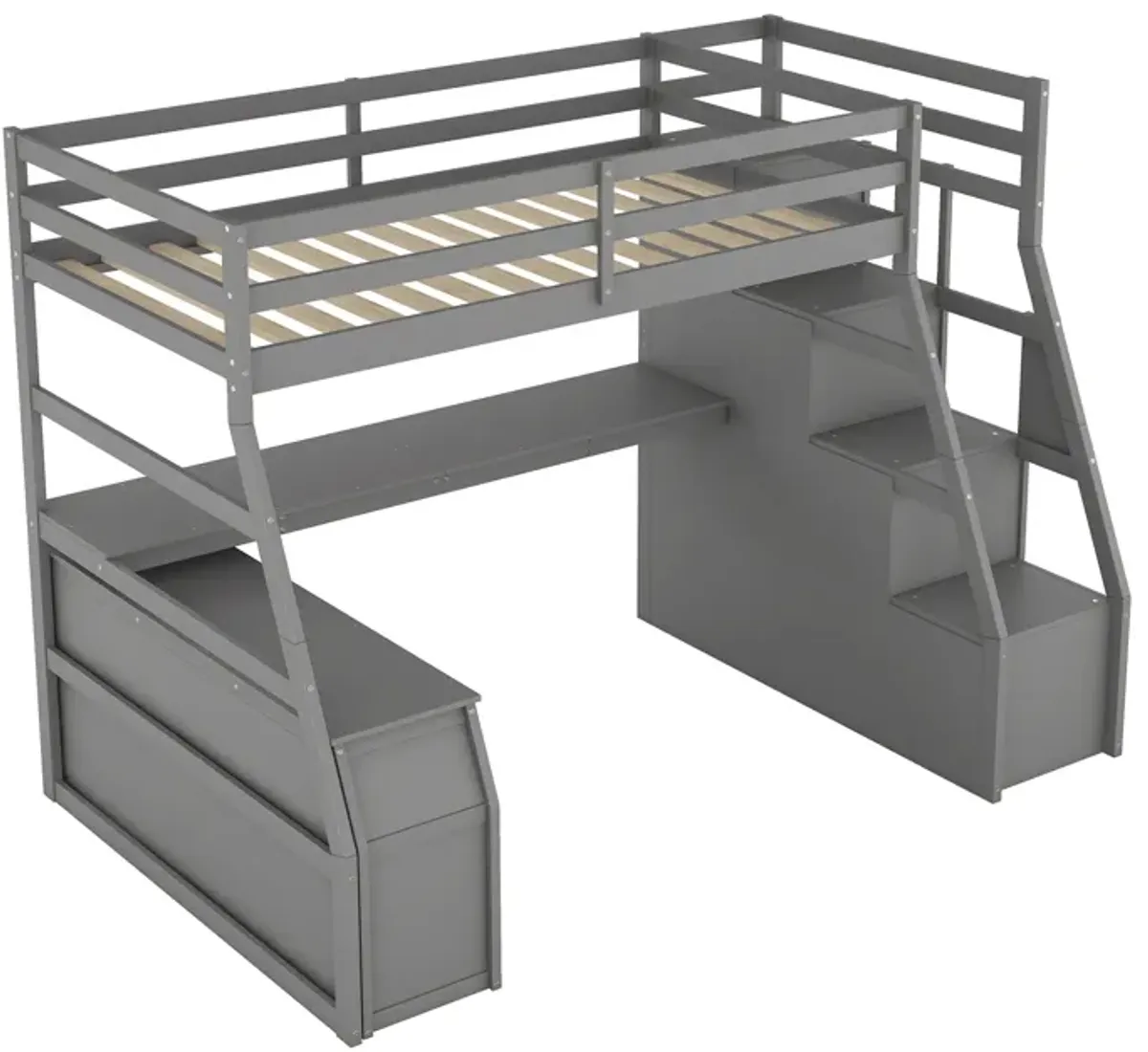 Merax Loft Bed with 7 Drawers and Desk