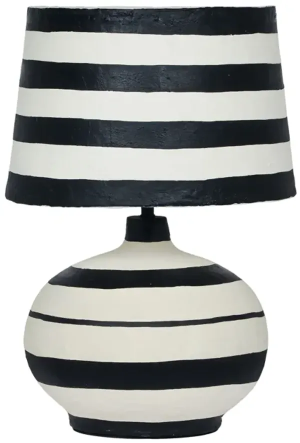 Positano Blue Striped Papier Mache Table Lamp