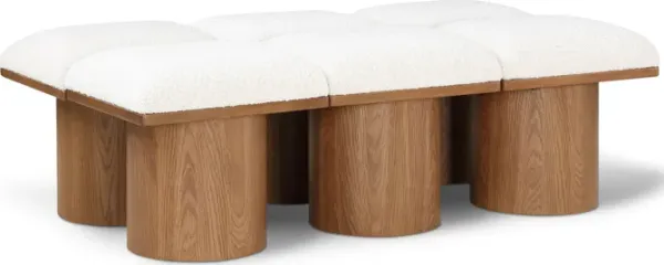 Meridian Furniture Pavilion Cream Boucle Fabric Bench