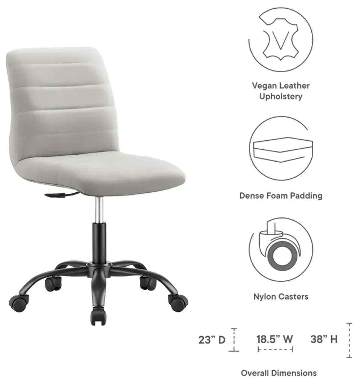 Ripple Armless Vegan Leather Office Chair