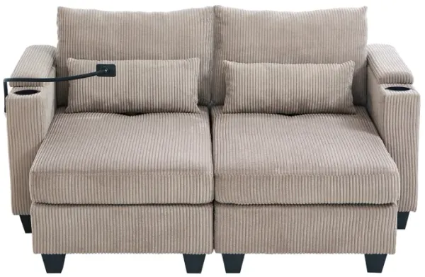 Merax Loveseat Sofa Sofa Bed Corduroy Sleeper Sofa with USB Ports