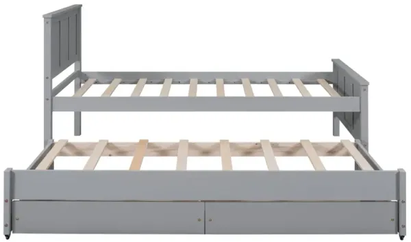 Twin Size Platform Bed with Trundle and Drawers