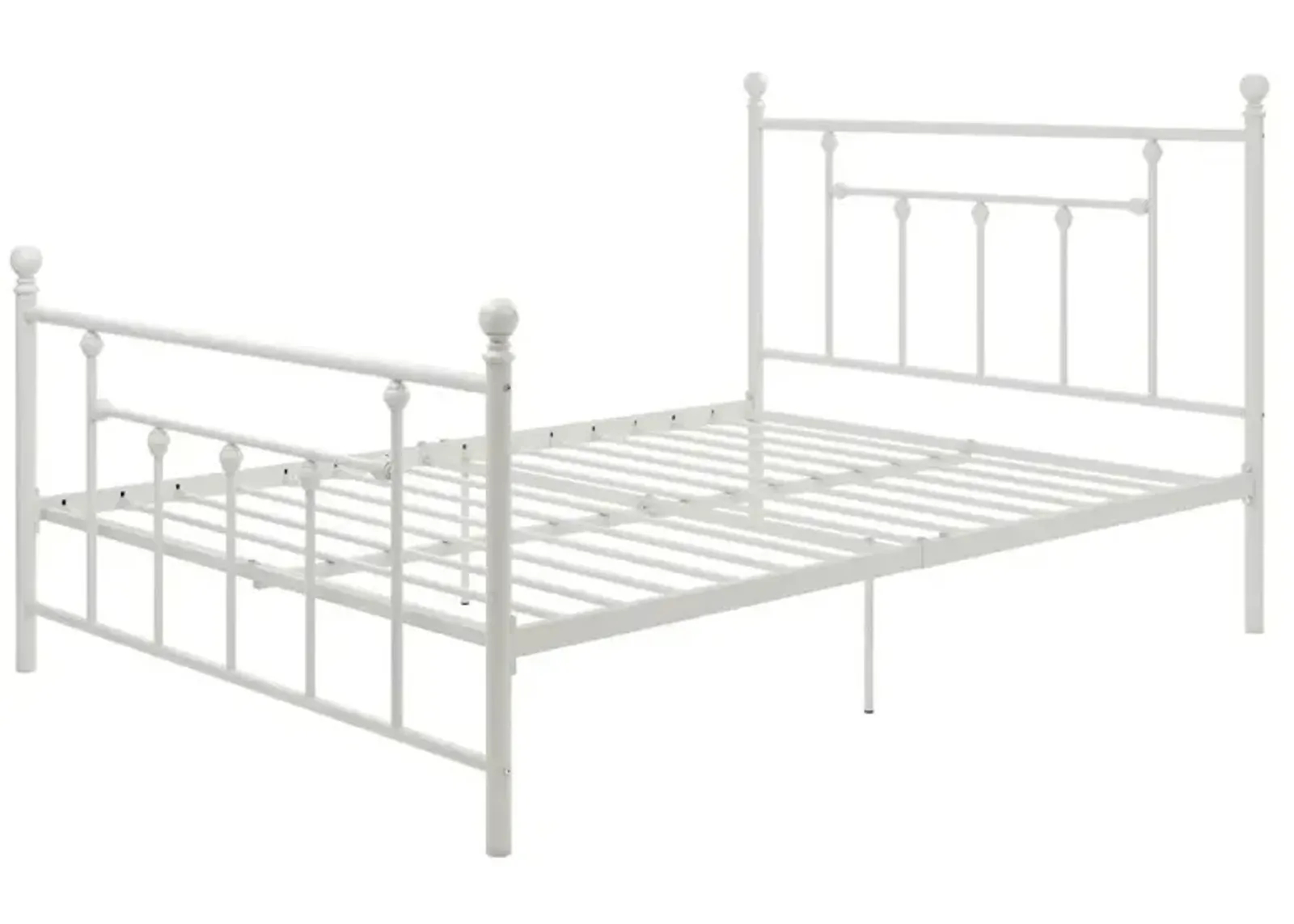 QuikFurn Full White Metal Platform Bed Frame with Headboard and Footboard