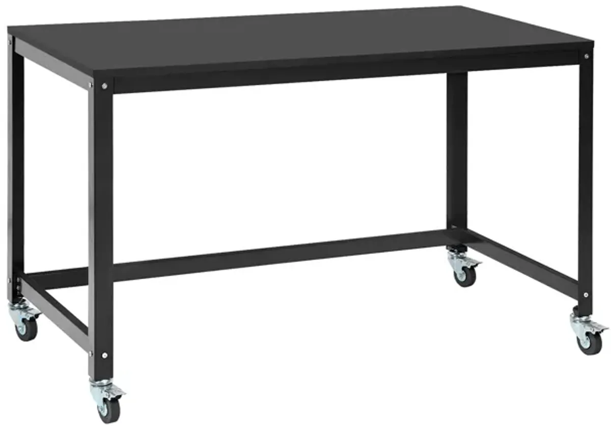 48" Rolling Computer Desk with Heavy-duty Metal Frame for Home and Office