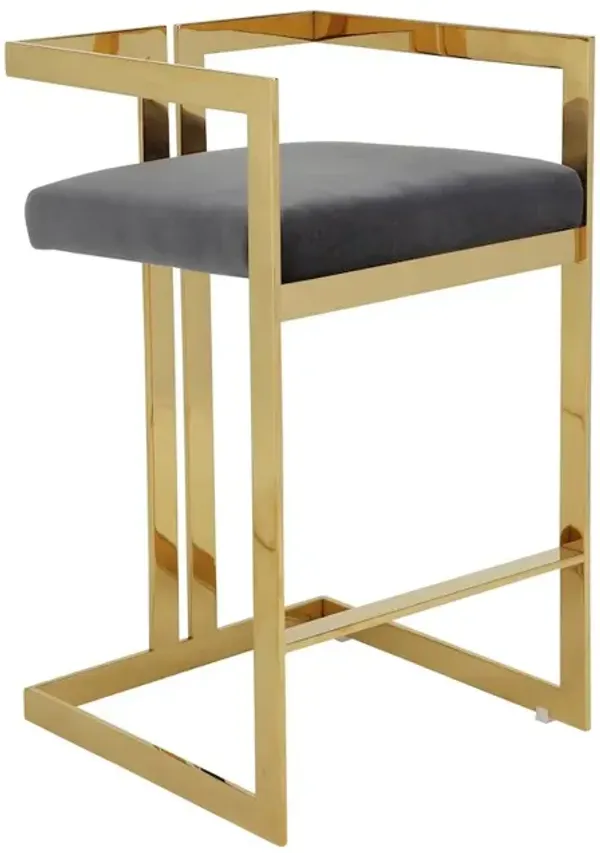 Pangea Home Kenzie Bar Stool Gold/Gray Velvet