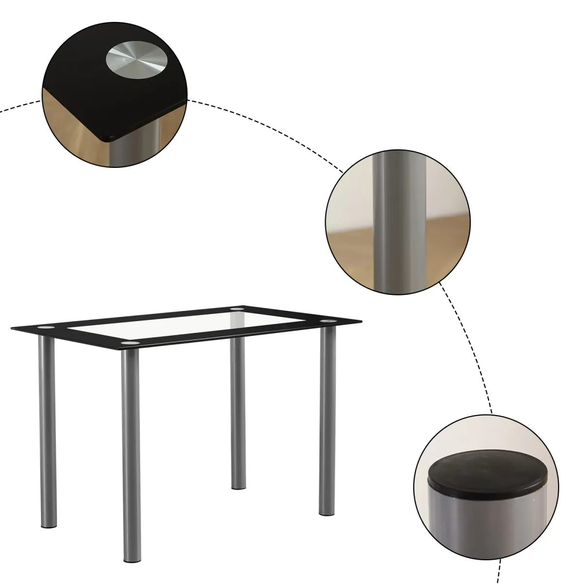 Contemporary Tempered Glass Dining Table, Perfect for Modern Dining Rooms