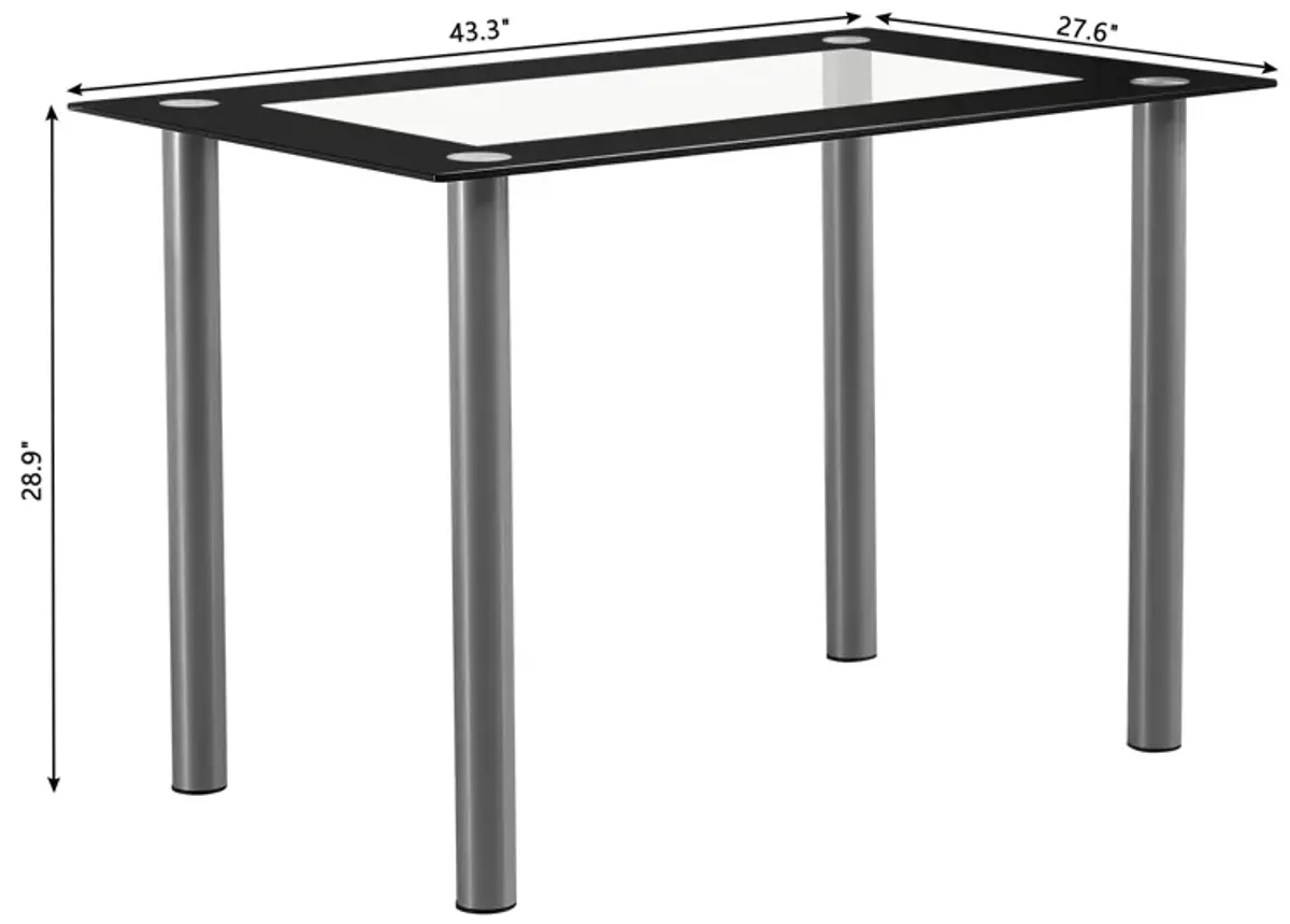 Contemporary Tempered Glass Dining Table, Perfect for Modern Dining Rooms