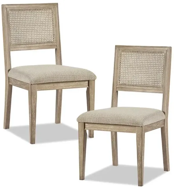 Starlight Canyon Home Set of 2 Brown Dining Chairs with Cane Back and Upholstered Seat
