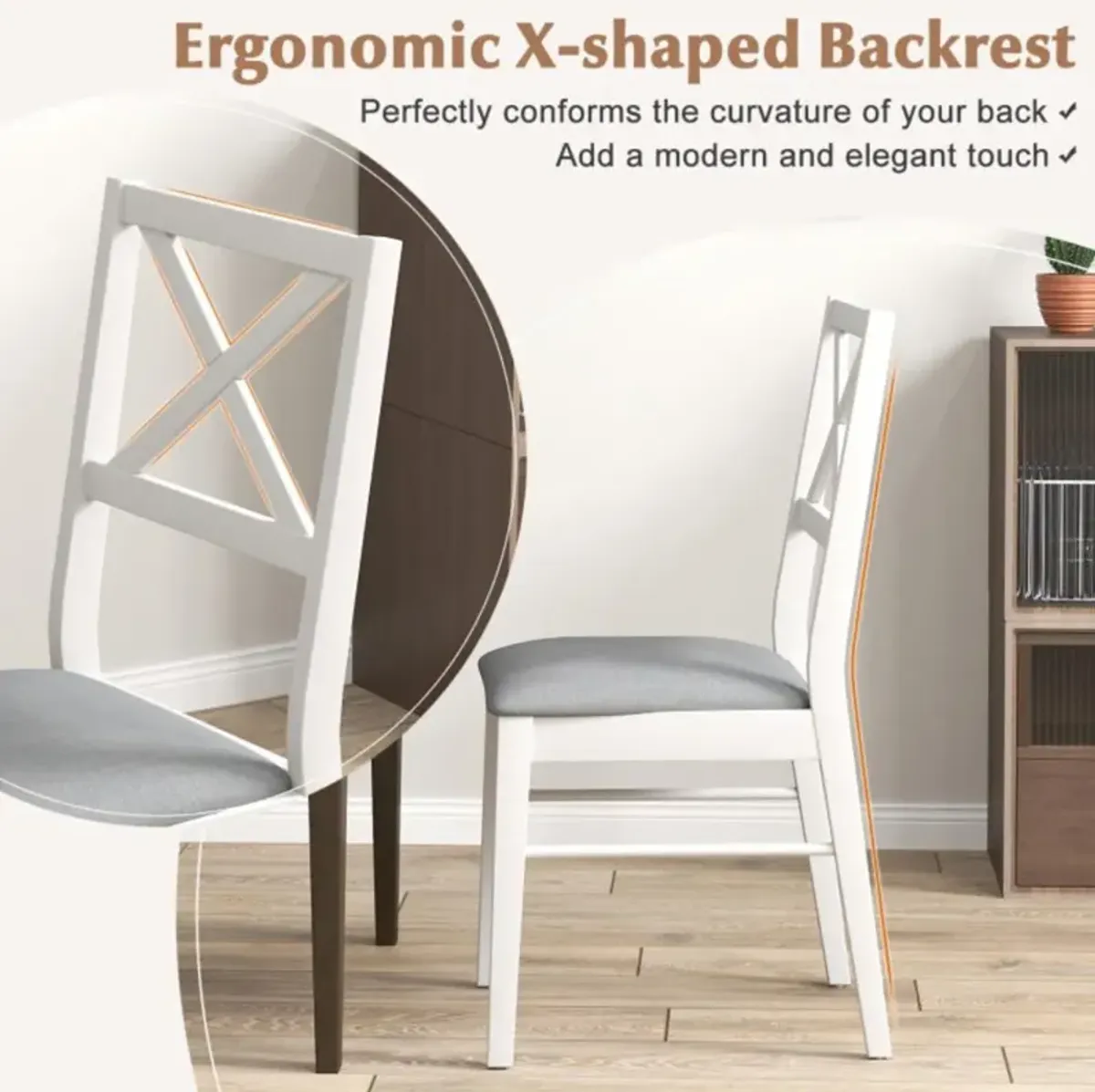 Hivvago Upholstered Side Dining Chairs Set of 2 with Rubber Wood Frame