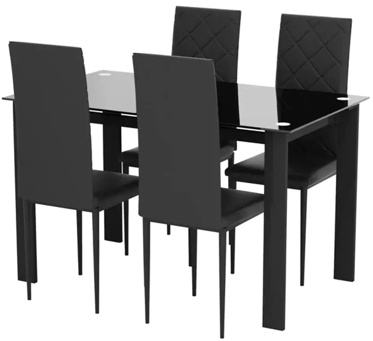 Tansole Black PU Leather with Metal Frame Dining Chairs (Set of 4)