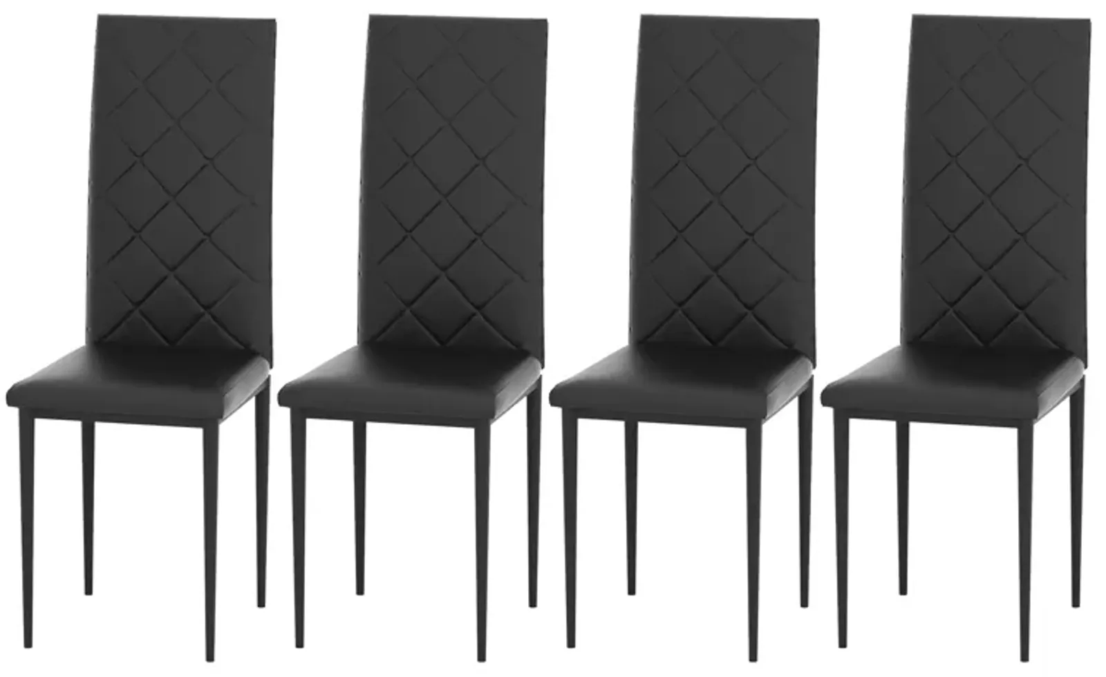 Tansole Black PU Leather with Metal Frame Dining Chairs (Set of 4)