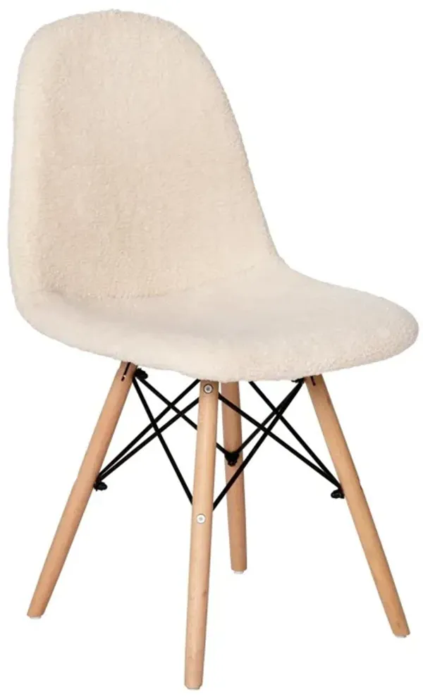 Flash Furniture Zula Modern Padded Faux Faux Shearling Accent Chair - Padded Off-White Faux Shearling Upholstery - Beechwood Legs