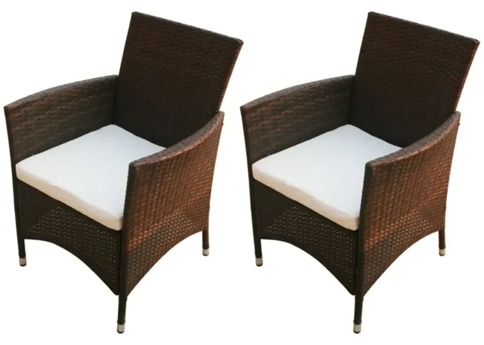 vidaXL Garden Chairs 2 pcs Poly Rattan Brown