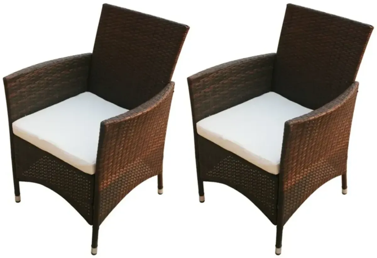 vidaXL Garden Chairs 2 pcs Poly Rattan Brown