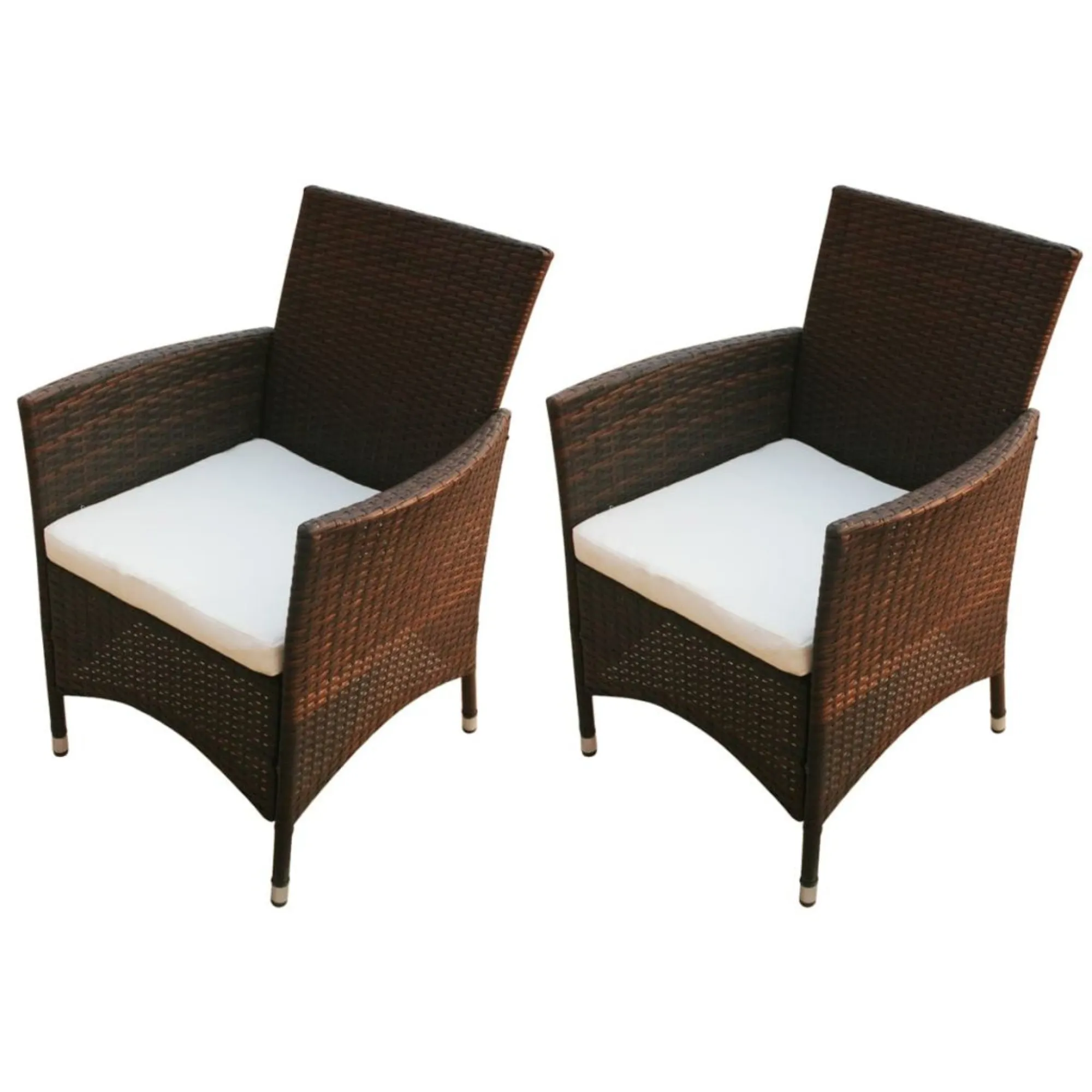 vidaXL Garden Chairs 2 pcs Poly Rattan Brown