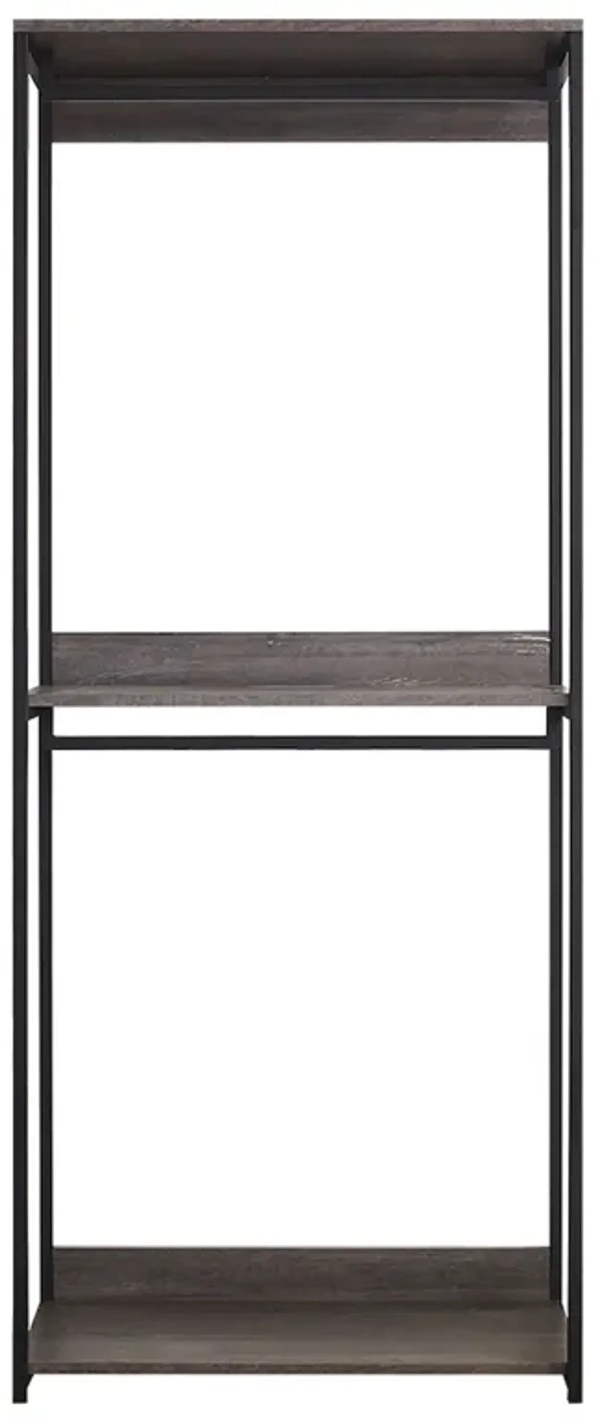 FC Design Klair Living Farmhouse Industrial Wood Walk-in Closet with One Shelf in Rustic Gray