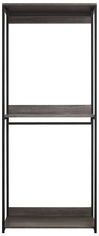 FC Design Klair Living Farmhouse Industrial Wood Walk-in Closet with One Shelf in Rustic Gray