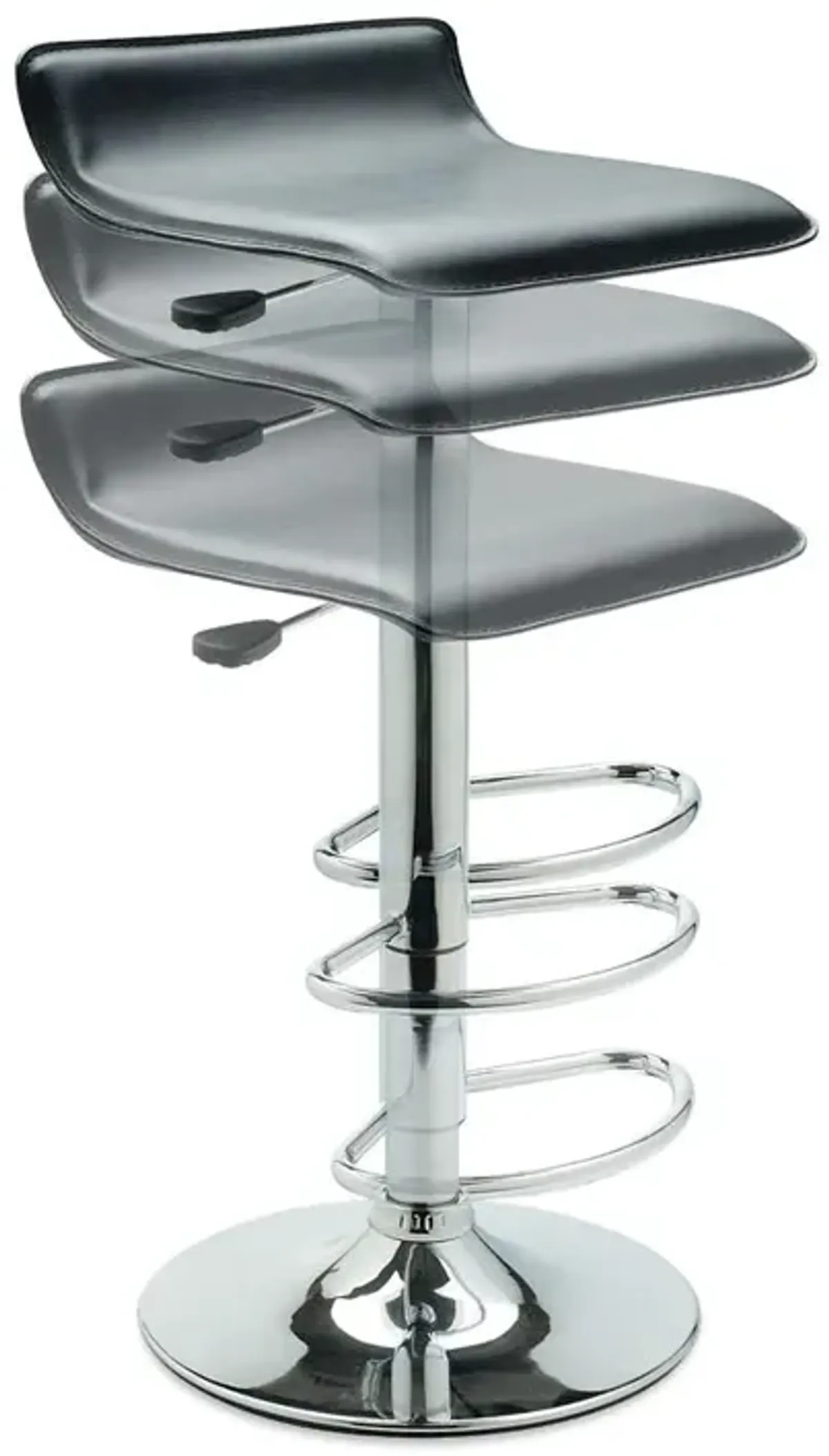 Single Airlift Swivel Stool with Black Faux Leather Seat