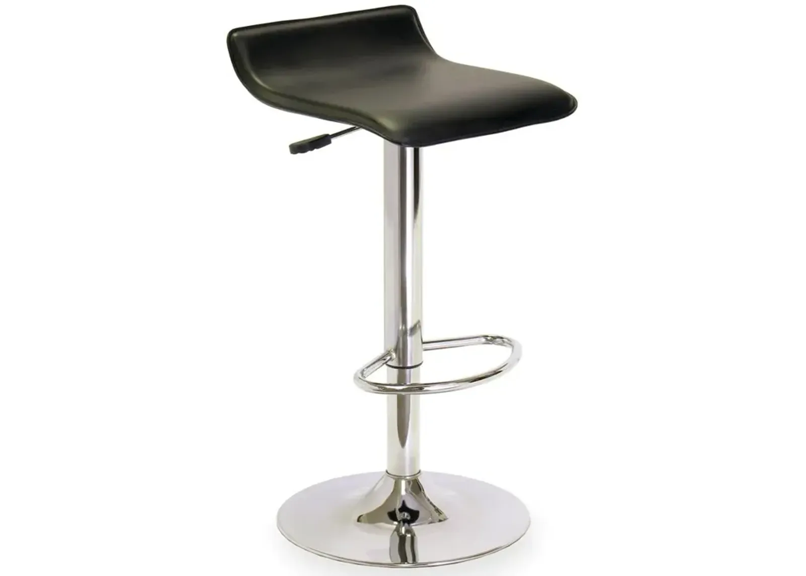 Single Airlift Swivel Stool with Black Faux Leather Seat