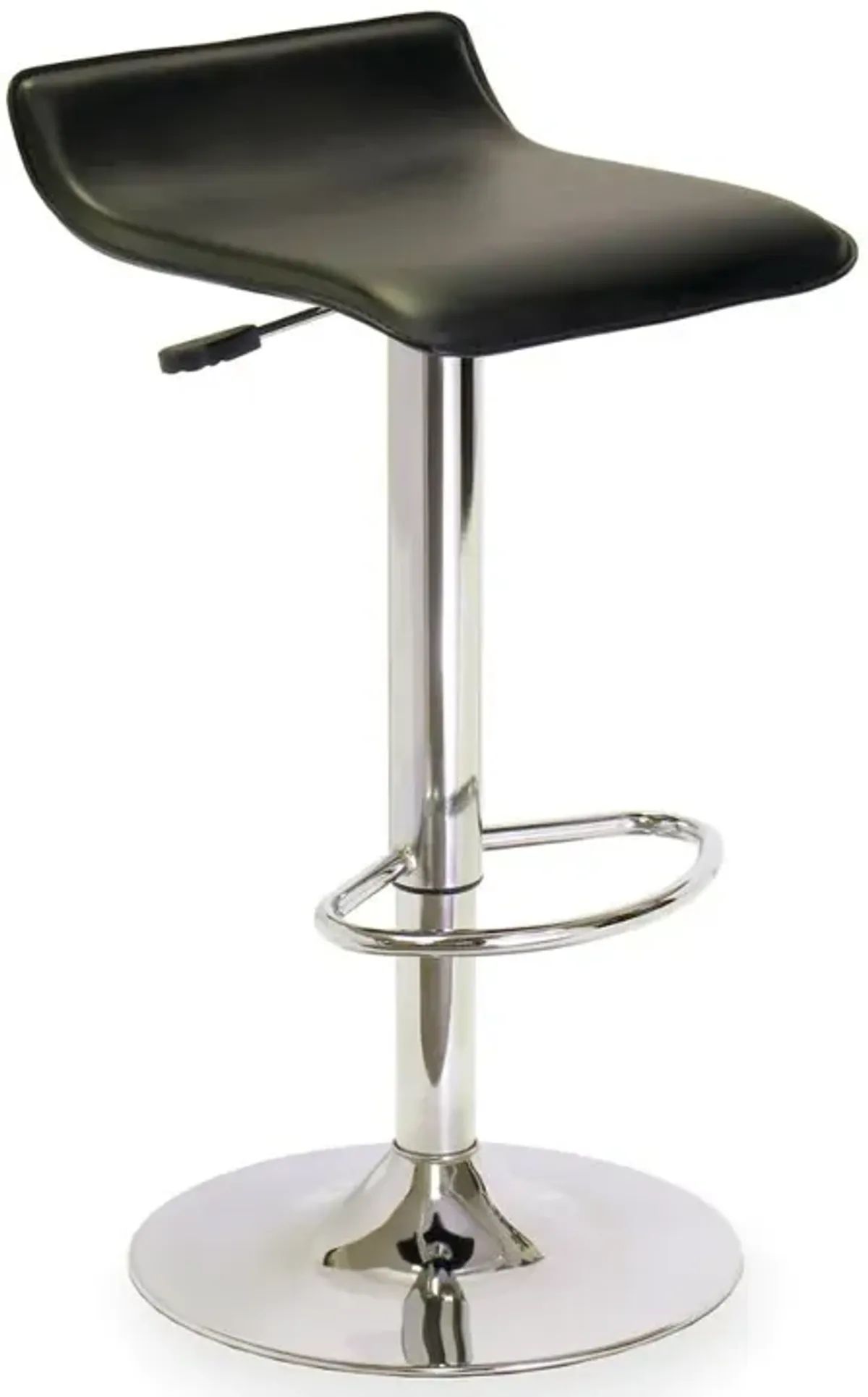 Single Airlift Swivel Stool with Black Faux Leather Seat