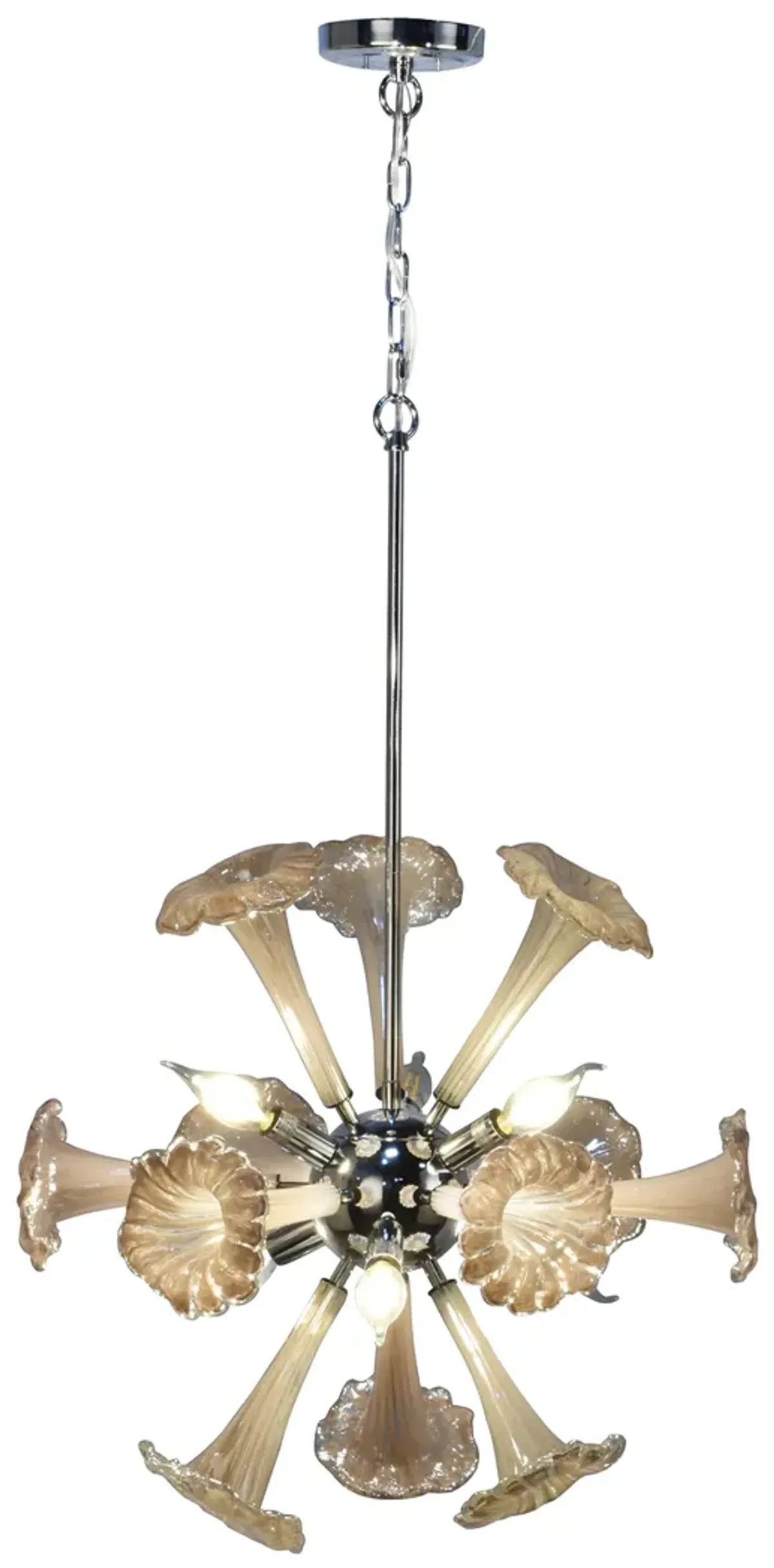 60" Silver Contemporary Yuri 6-Light Floral Polished Chandelier