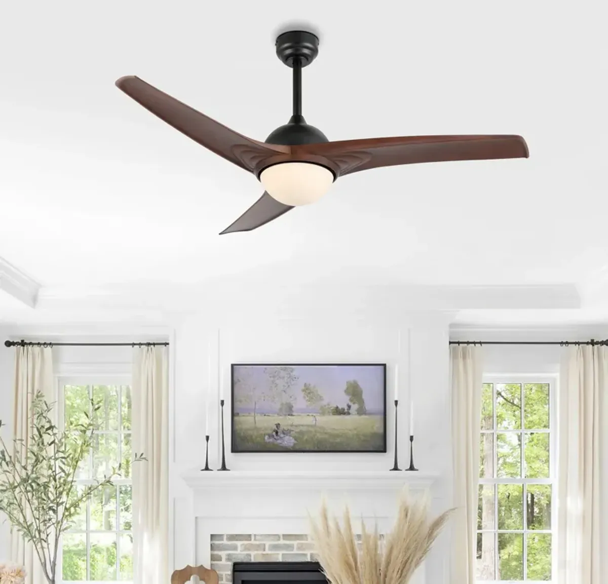 Sully Contemporary Industrial Iron/Plastic Integrated LED Ceiling Fan