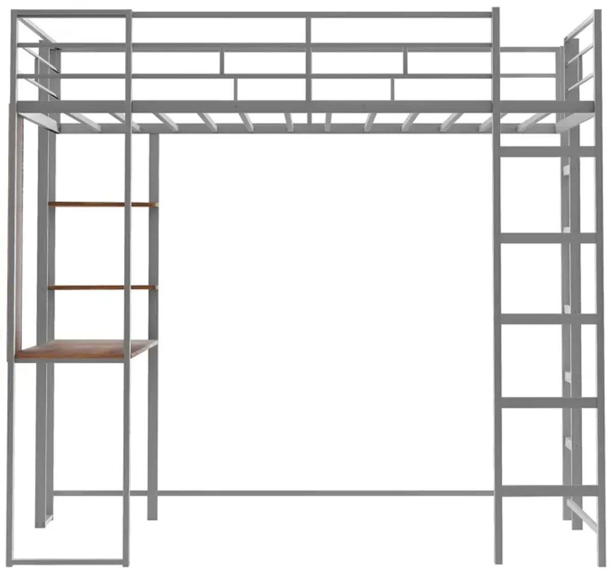 Merax Loft Bed Frame with 2 Built-in Ladders