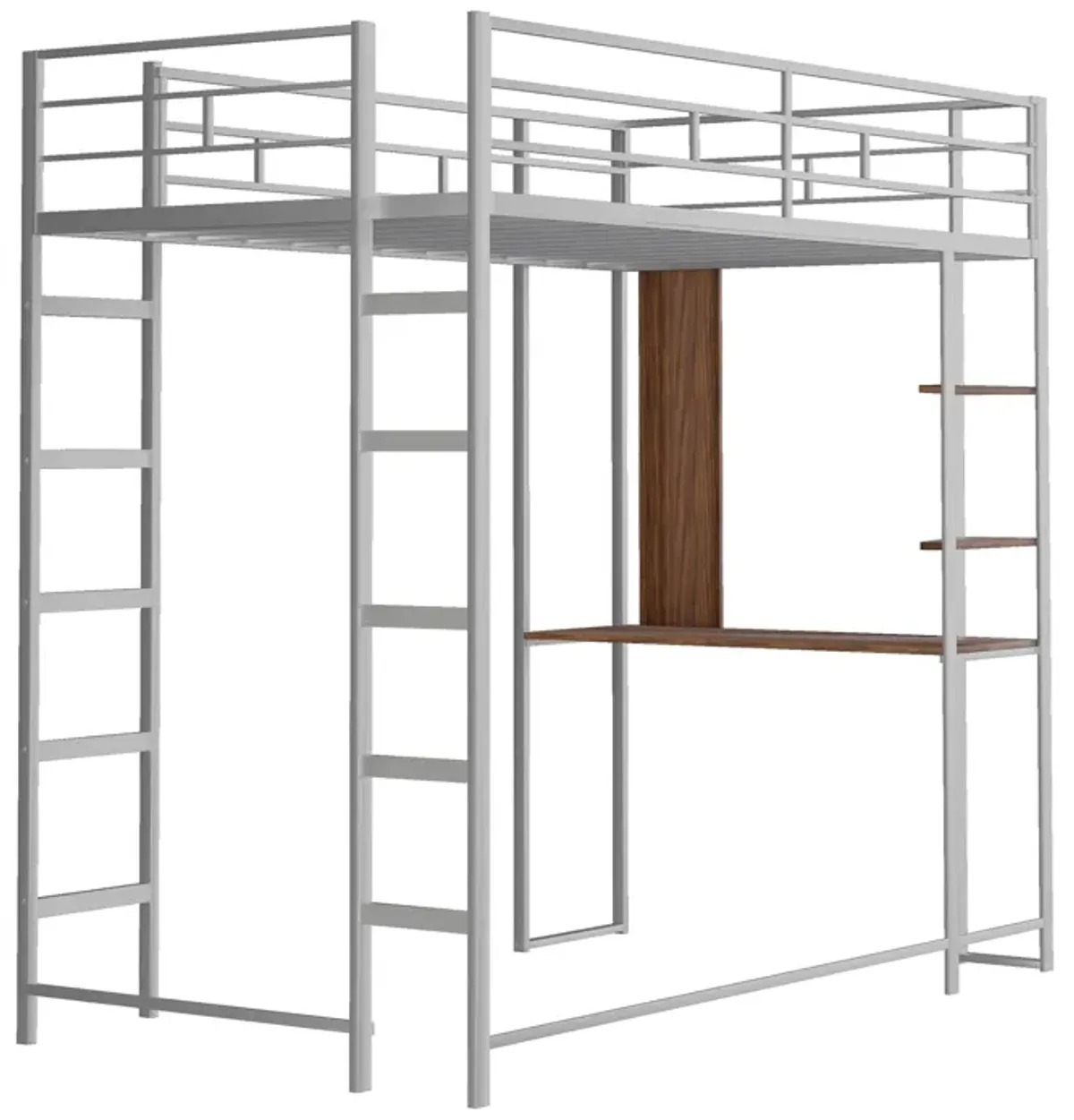 Merax Loft Bed Frame with 2 Built-in Ladders